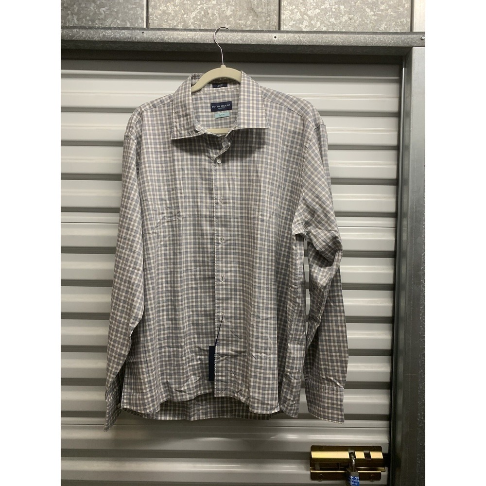 NWT Peter Millar Collection Flex Finish Plaid Sport Shirt 100% Cotton XL